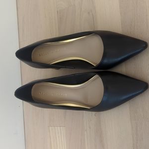 Kelly and Katie Perfect black pumps with a black and brown black heel